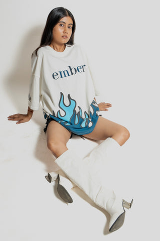 Flaming Drip — Oversized Unisex Flame T-Shirt