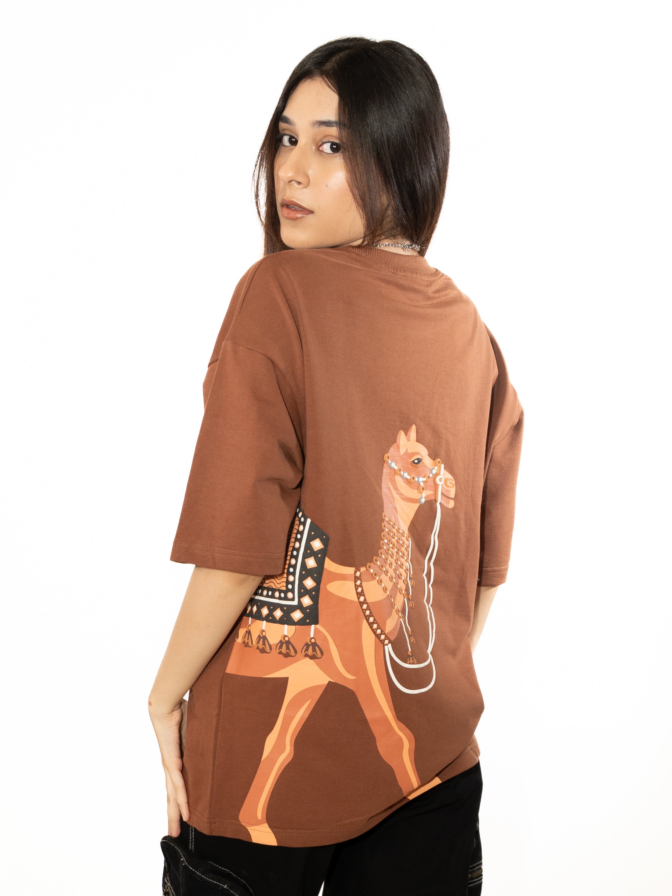 Desert Wanderer —  Oversized Unisex Camel Culture T-Shirt