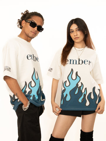 Flaming Drip — Oversized Unisex Flame T-Shirt