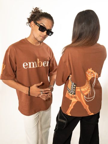 Desert Wanderer —  Oversized Unisex Camel Culture T-Shirt