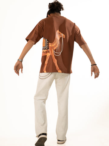Desert Wanderer —  Oversized Unisex Camel Culture T-Shirt