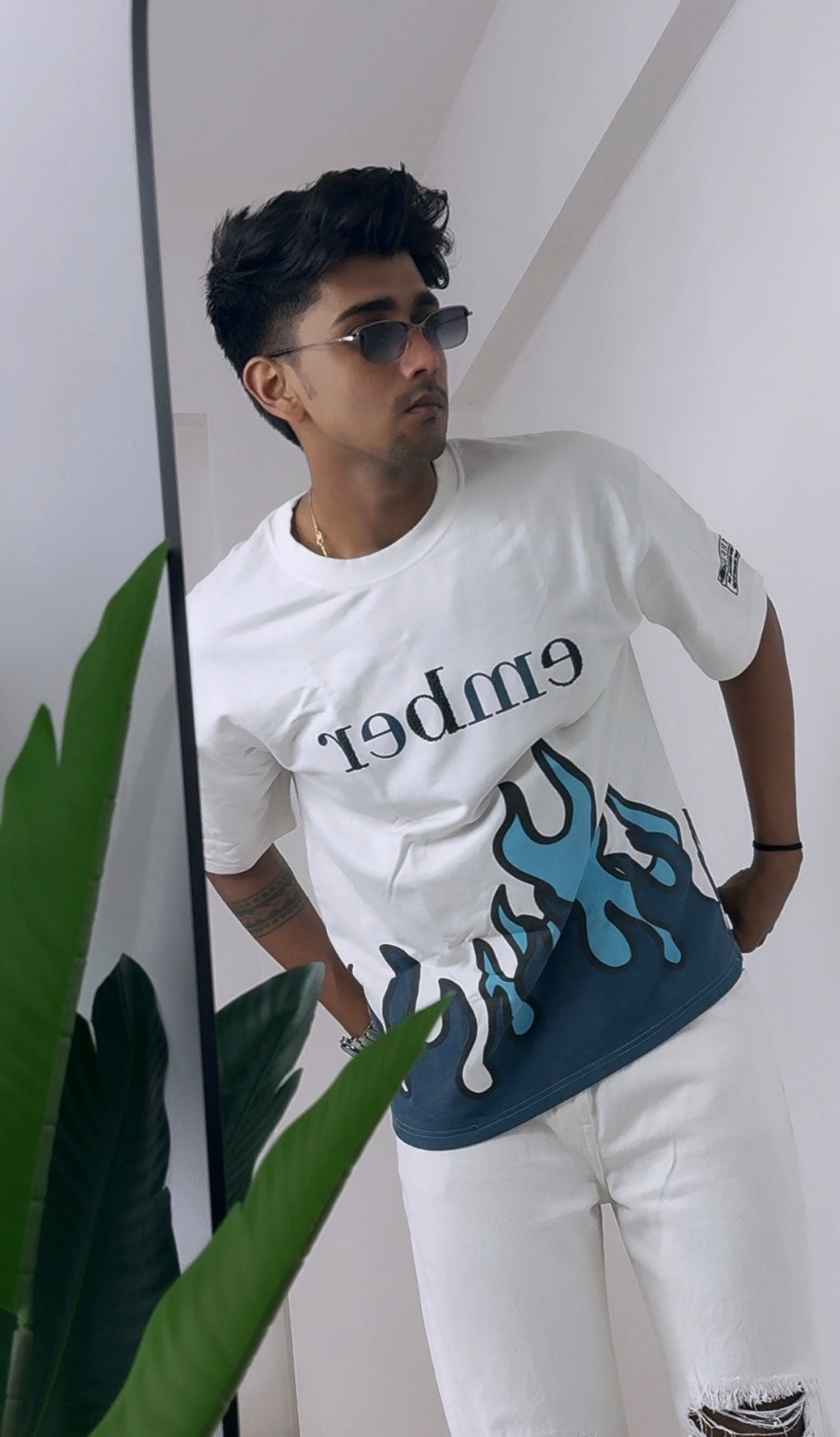 Flaming Drip — Oversized Unisex Flame T-Shirt