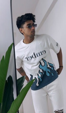 Flaming Drip — Oversized Unisex Flame T-Shirt